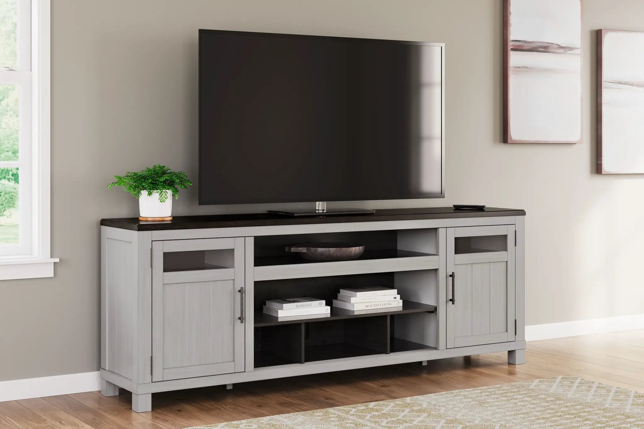 Darborn - XL TV Stand W/Fireplace Option - Gray / Brown by Unique Piece Furniture