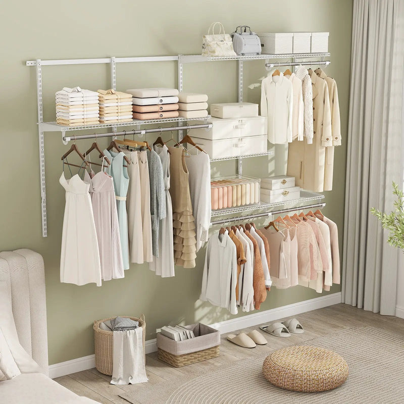 Closet System 4-8 FT Wall-Mounted Closet Shelves and Rod by DirectDeals