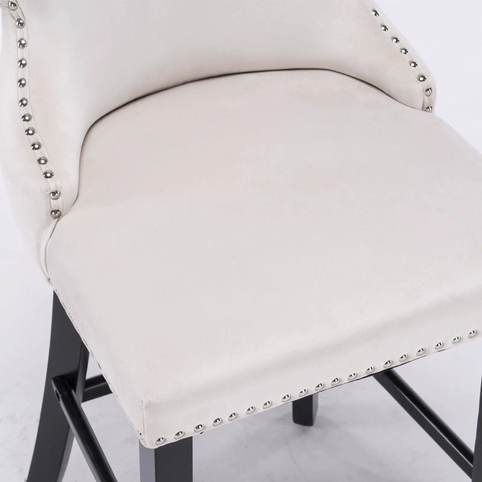 Contemporary Upholstered Wing-Back Barstools With Button Tufted Decoration And Wooden Legs, And Nailhead Trim, Leisure Style Bar Chairs, Bar Stools (Set of 2) by Unique Piece Furniture