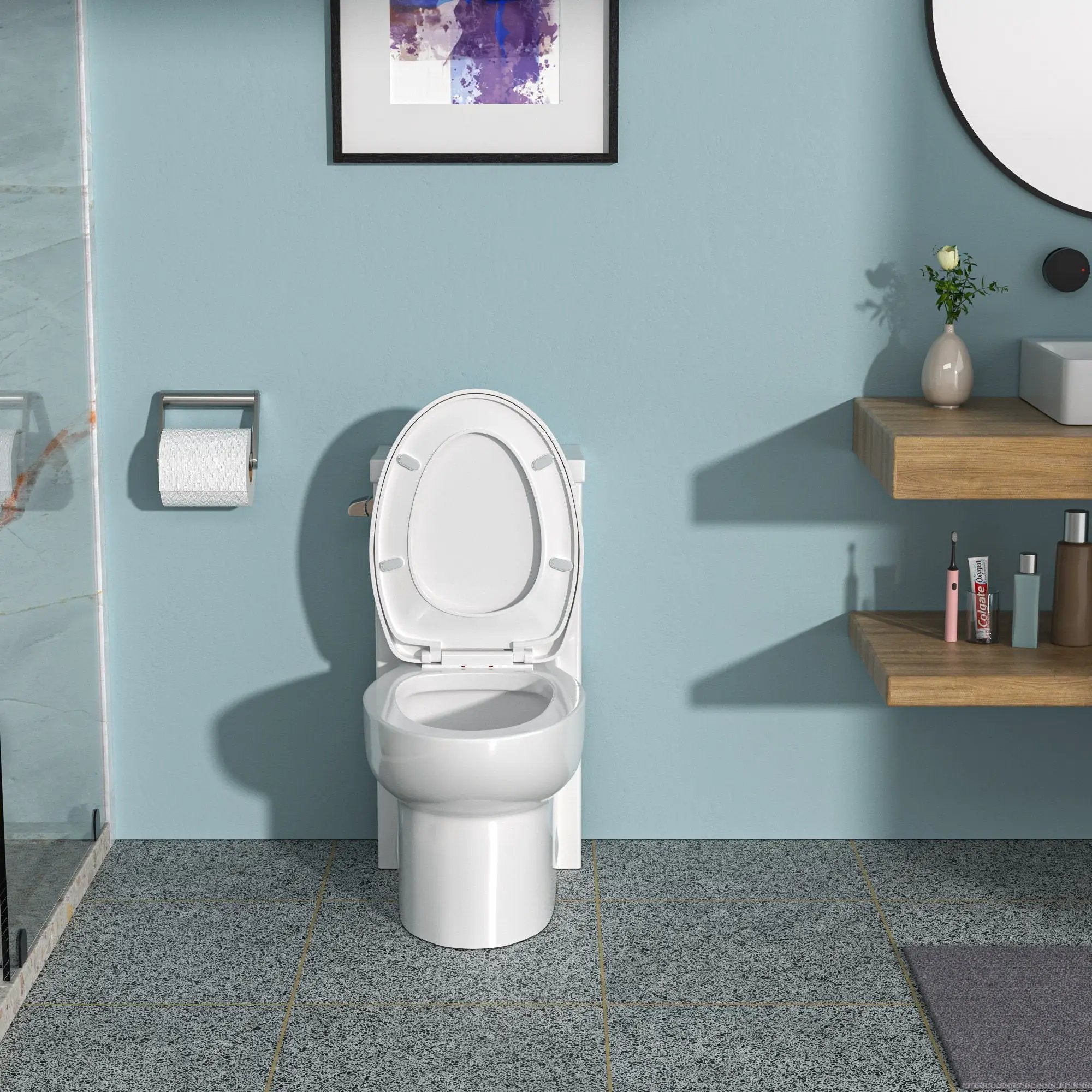 Modern Ceramic 1 Piece Toilet With Soft Closing Seat - White by HouseOfZazla