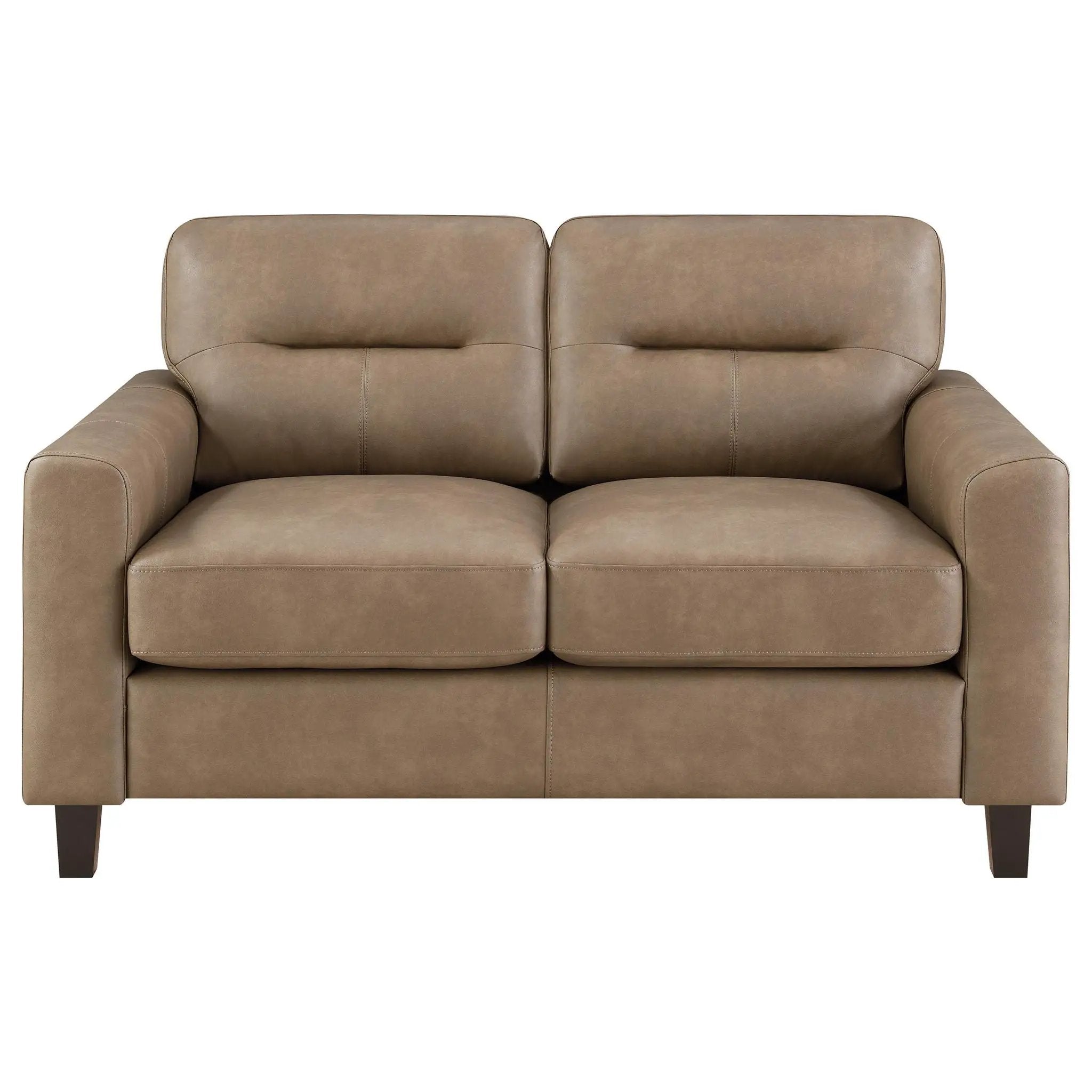 Scotland Faux Leather Upholstered Track Arm Loveseat Brown by Unique Piece Furniture