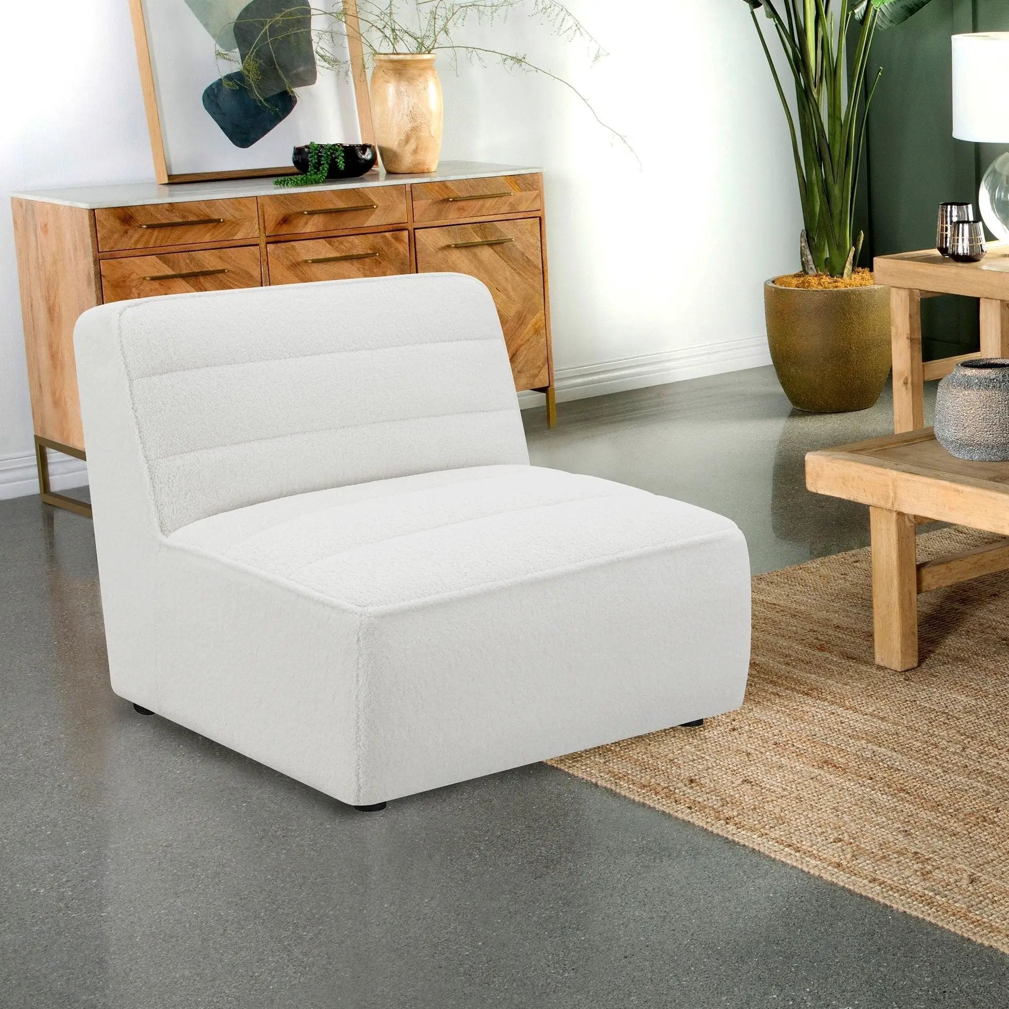 Bonnie - Upholstered Armless Chair With Channel Tufting - Ivory by HouseOfZazla