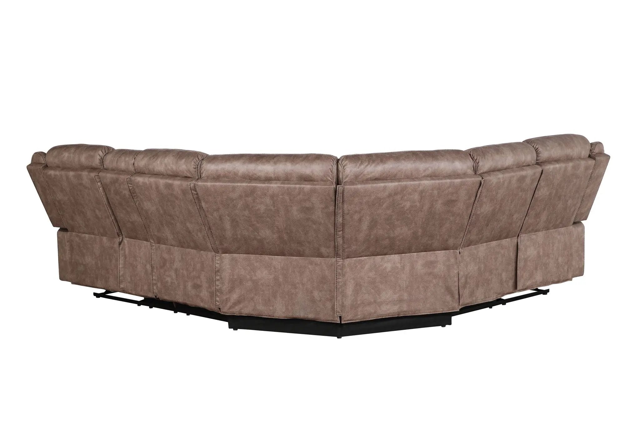 Dollum - Two Tone Nubuck Manual Recliner Sectional Sofa With USB Port Cupholder Console by Unique Piece Furniture