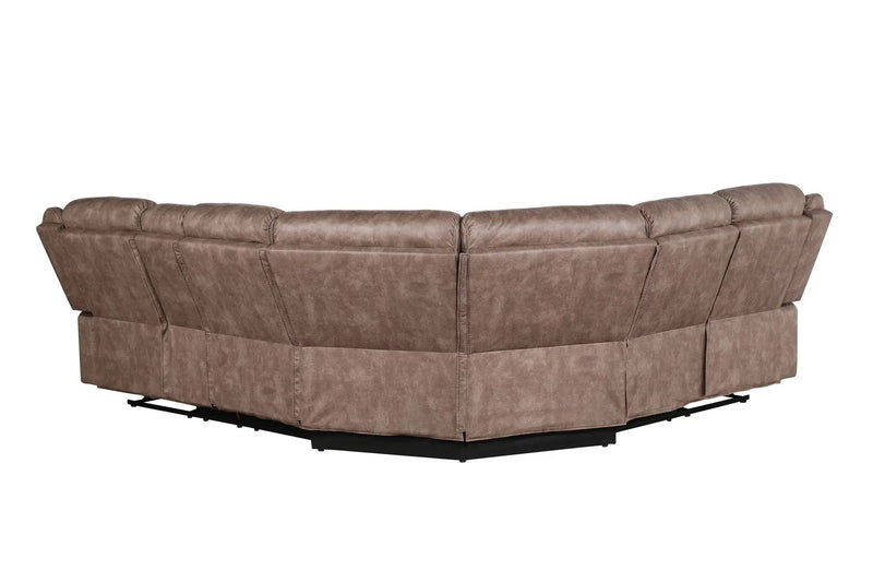 Dollum - Two Tone Nubuck Manual Recliner Sectional Sofa With USB Port Cupholder Console by HouseOfZazla