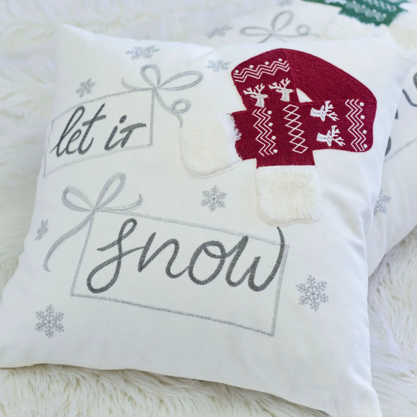 Let It Snow Christmas Throw Pillow by HouseOfZazla