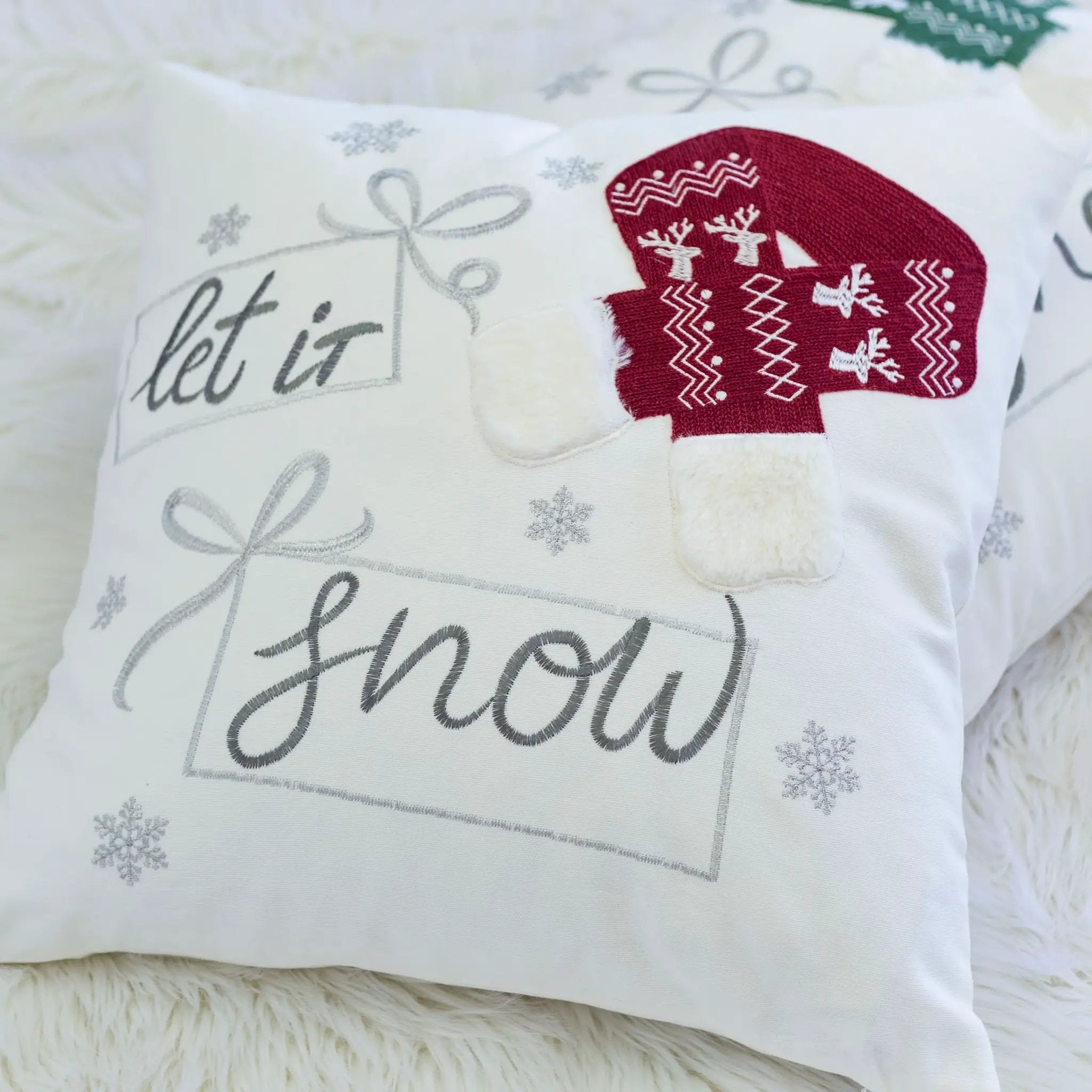 Let It Snow Christmas Throw Pillow by HouseOfZazla