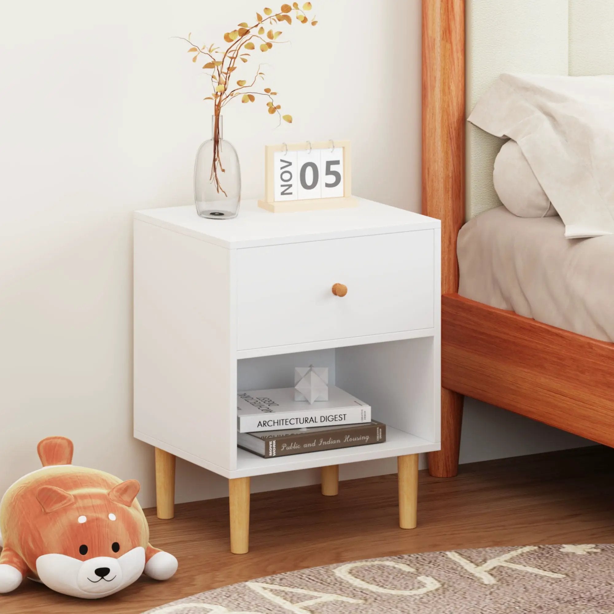 Nightstand With 1 Drawer And 1 Shelf - White by Unique Piece Furniture