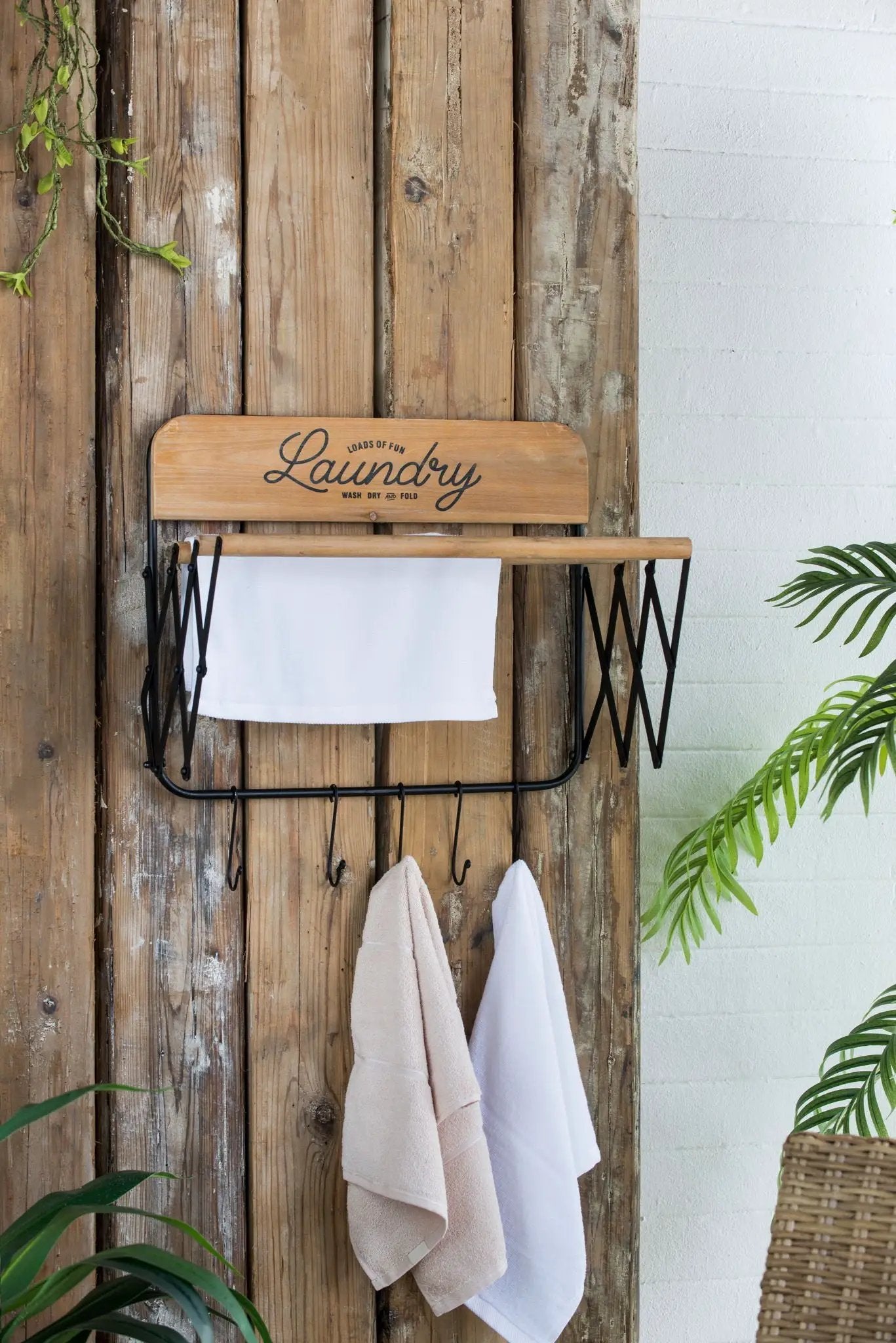 Laundry Rack With Accordion Design - Brown / Black - Black Brown by Unique Piece Furniture