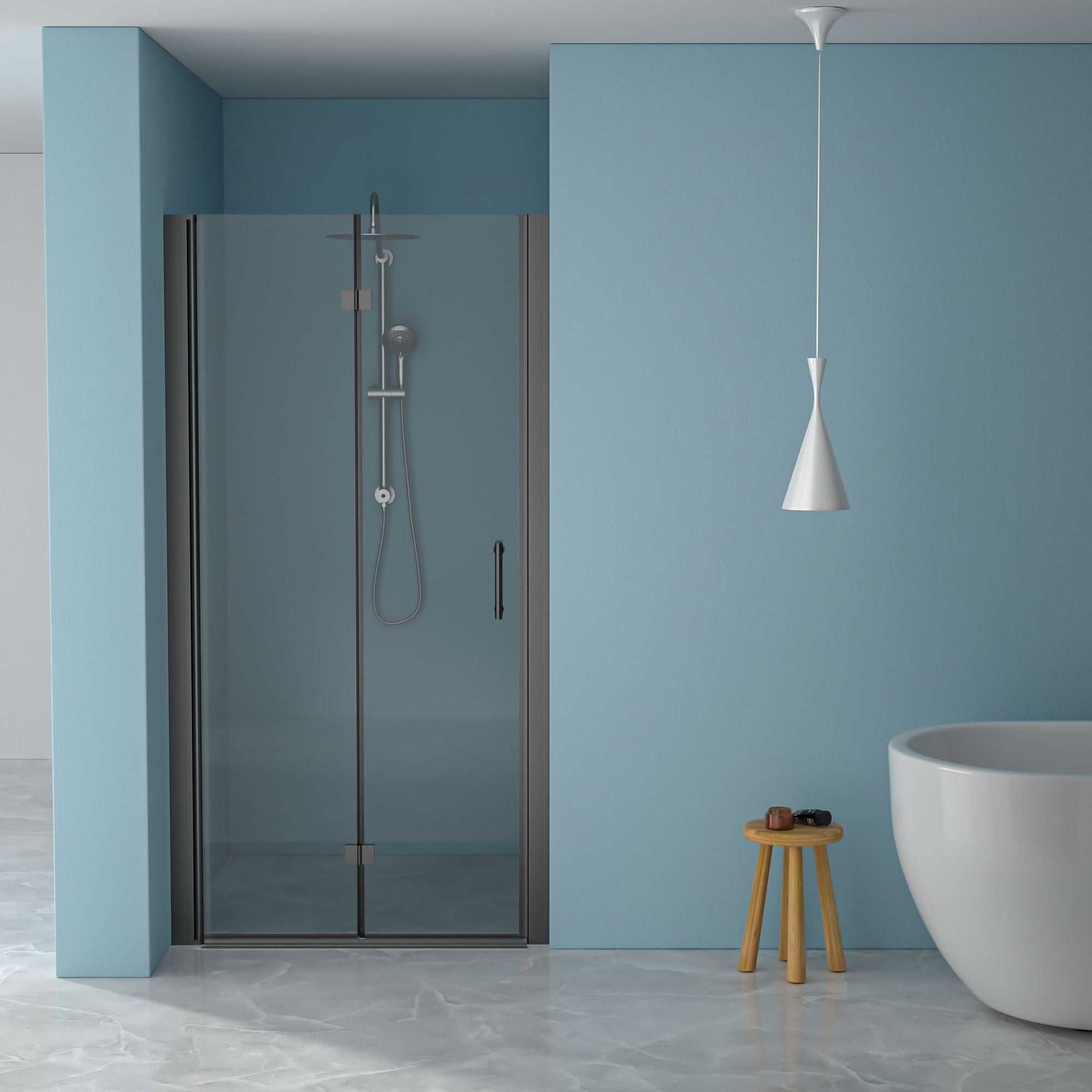 Fold Frameless Shower Door With Tempered Glass by HouseOfZazla