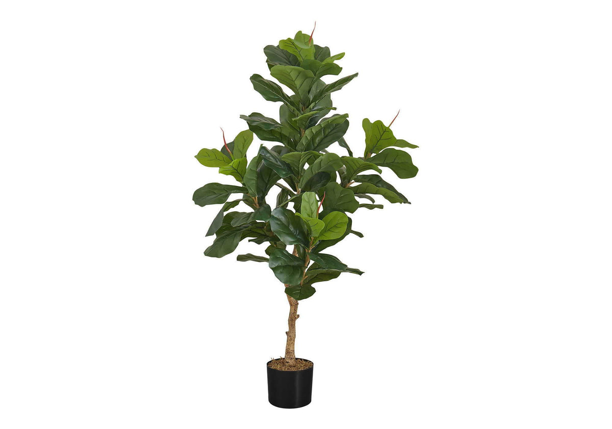 47" Tall Artificial Fiddle Tree with Realistic Leaves - Black Pot, photo 2 of 4