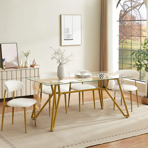 70.9-Inch Rectangular Glass Dining Table