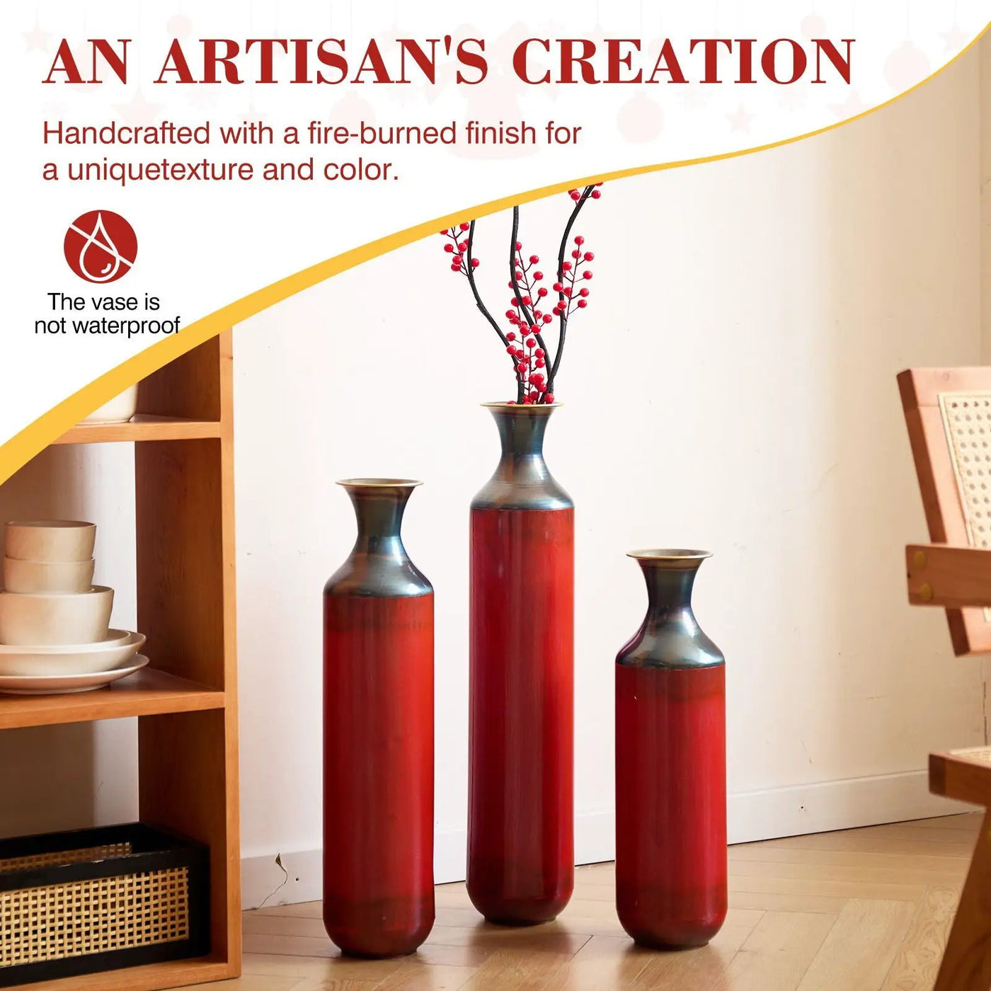 Modern Droplet Shaped Floor Vase Set, 3 Piece Home Decor by HouseOfZazla