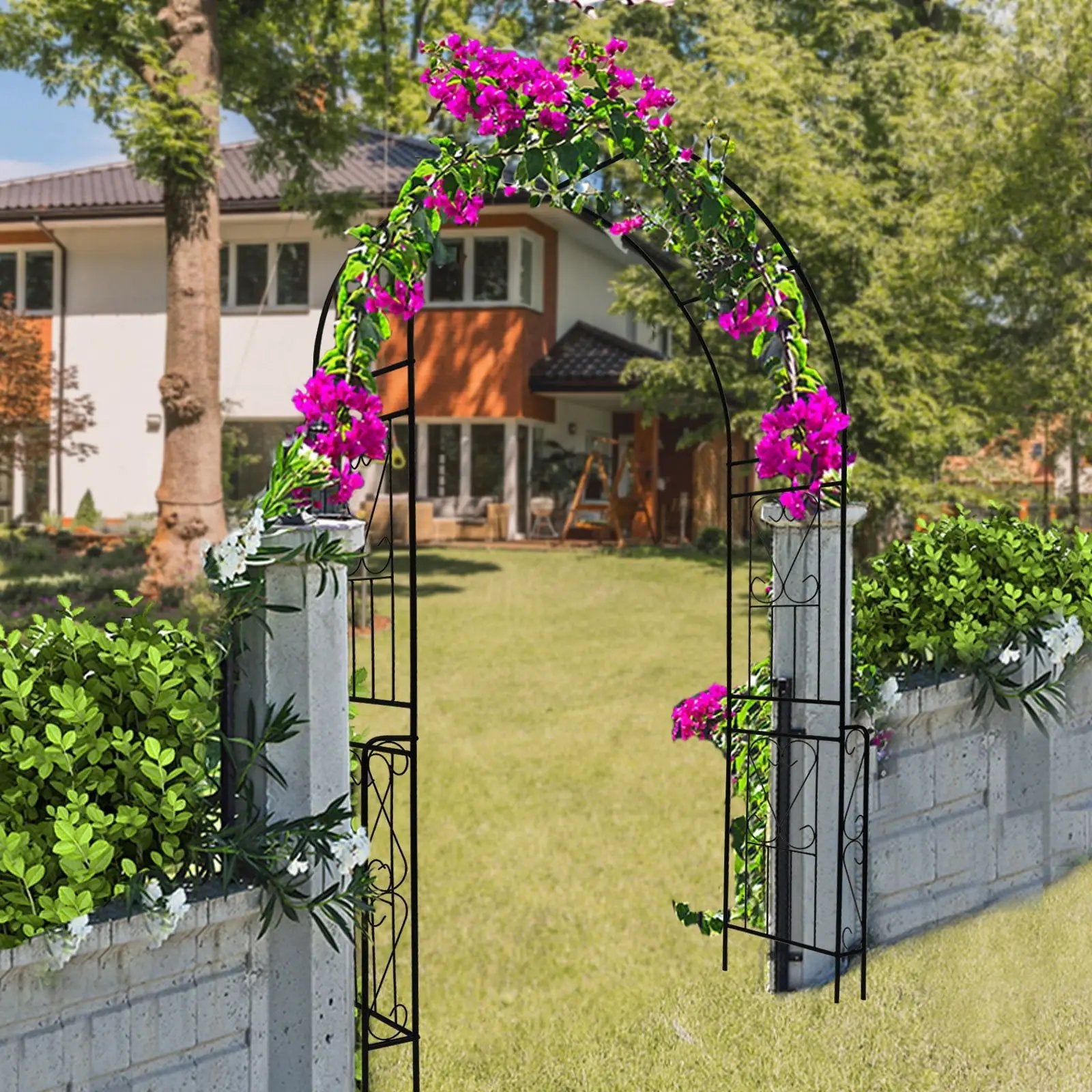 Metal Garden Arch Garden Arbor Trellis Climbing Plants Support Rose Arch Outdoor Arch by Unique Piece Furniture