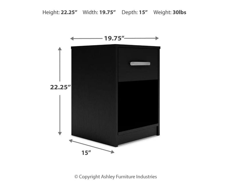 Finch - One Drawer Night Stand - 23" Height - Black by Unique Piece Furniture