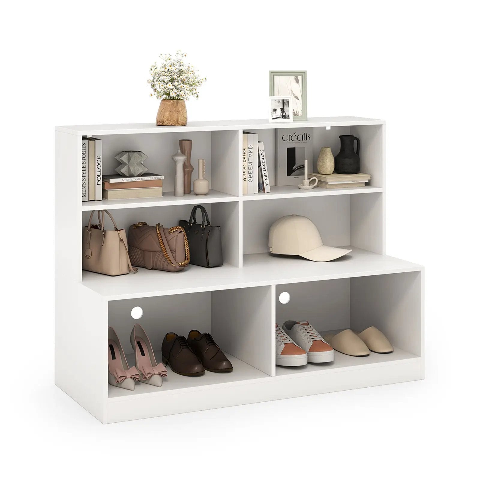 Entryway Shoe Cabinet with 2 Anti-tipping Kits-White by DirectDeals