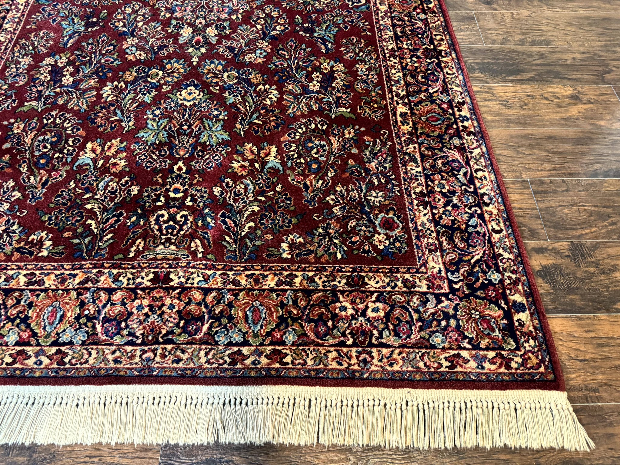 5.9 x 9 Karastan Rug Red Sarouk Rug #785, 100% Wile Pile Carpet, Original 700 Series, Vintage by Jewel Rugs