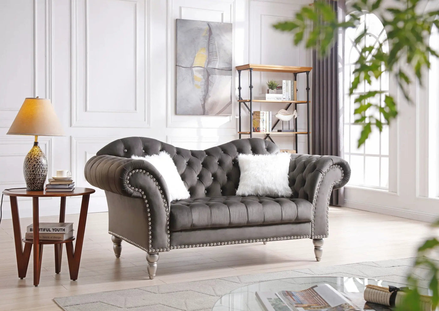 Elegant Round Arm Loveseat by HouseOfZazla