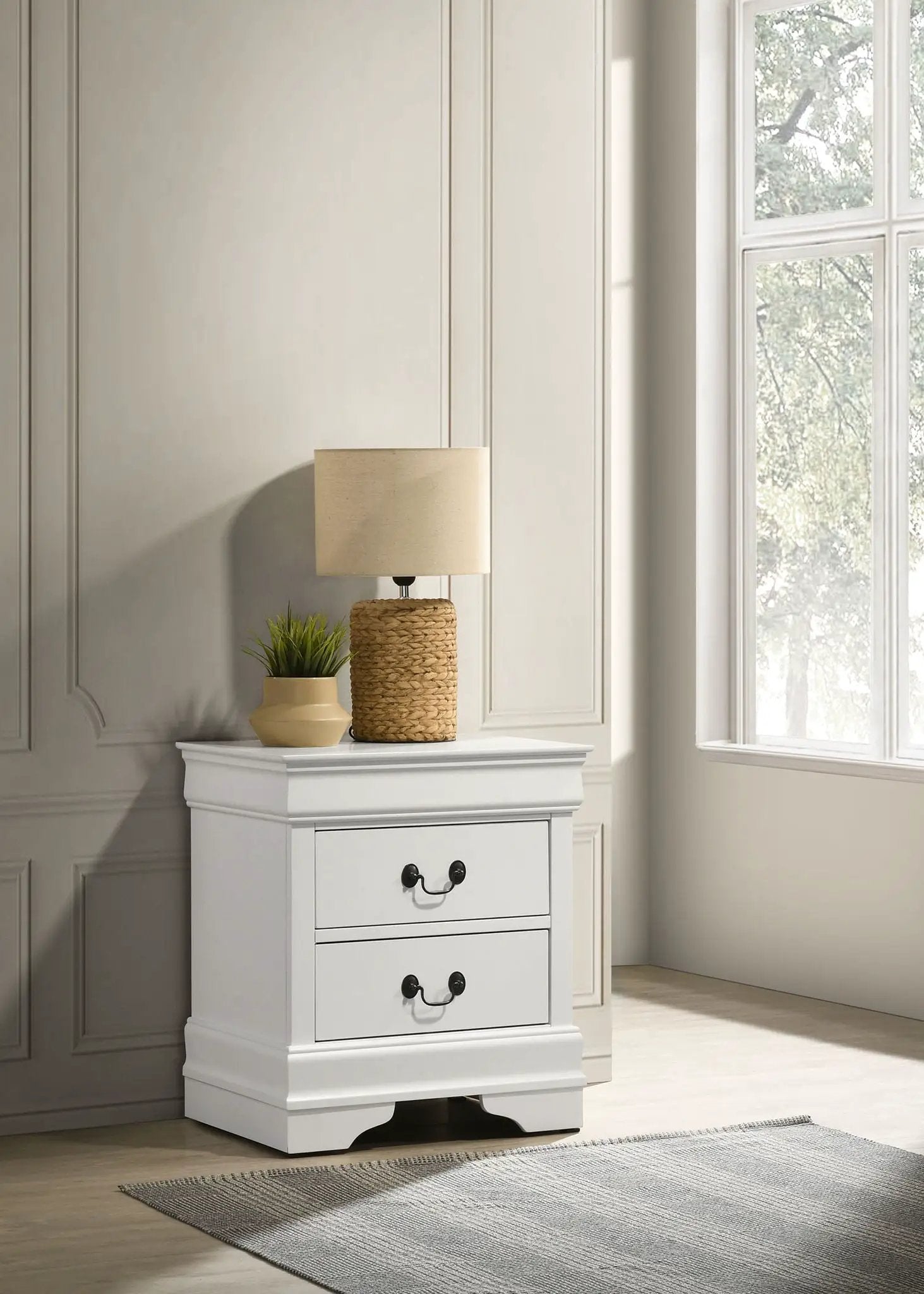 Louis Philippe 2-drawer Nightstand Bedside Table White by Unique Piece Furniture