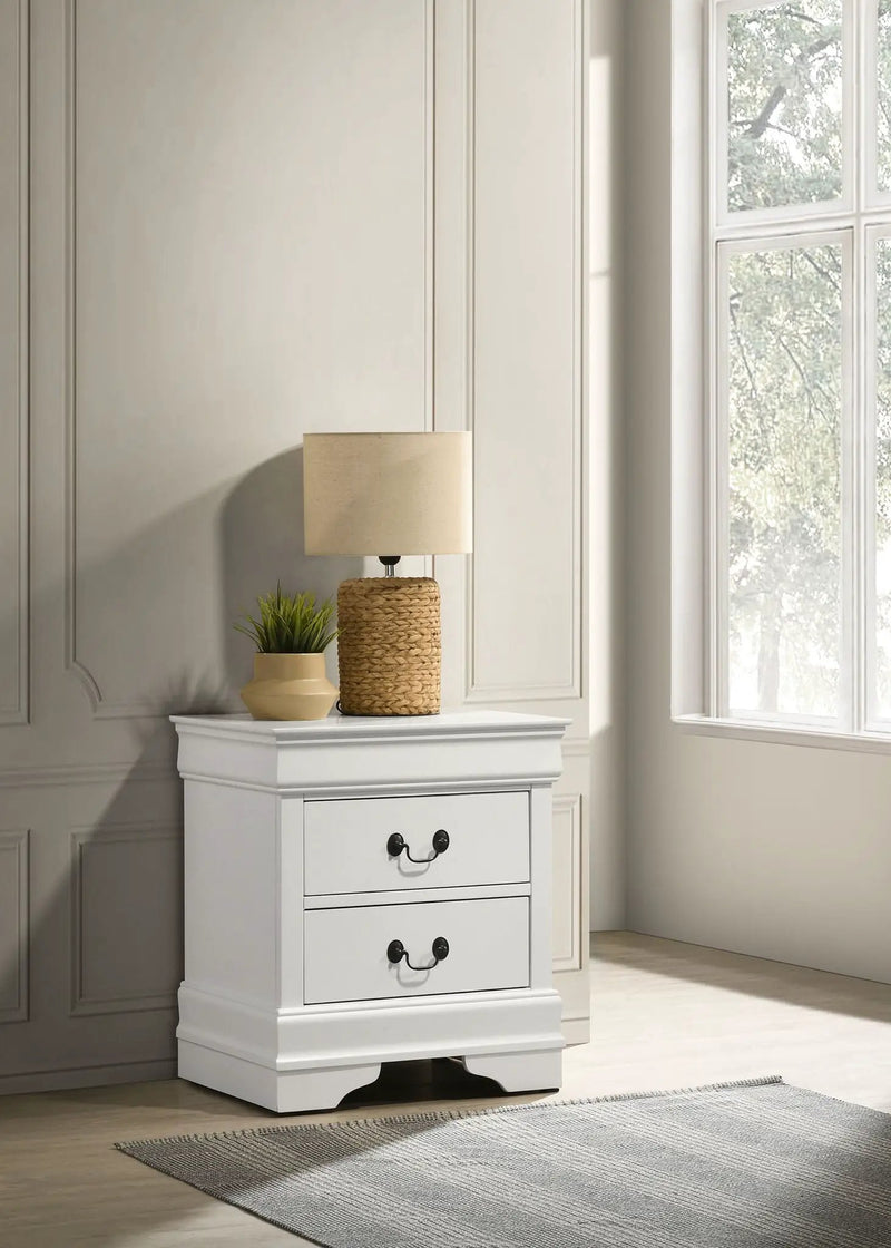 Louis Philippe 2-drawer Nightstand Bedside Table White by Unique Piece Furniture