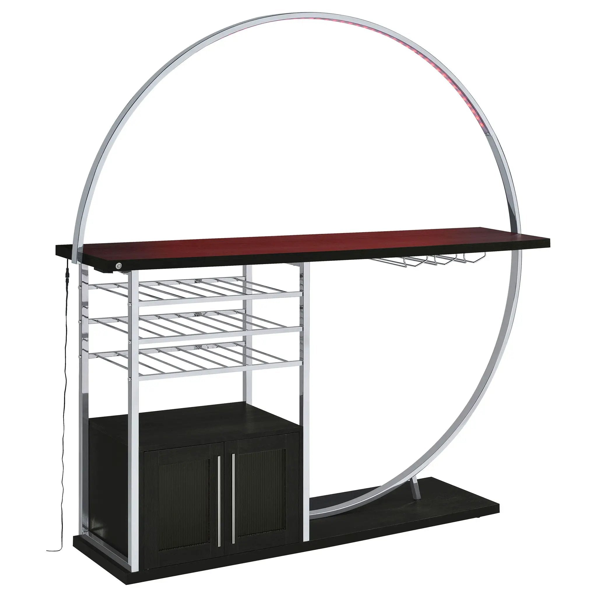 Risley 2-door Circular LED Wine Cabinet Dark Charcoal by Unique Piece Furniture