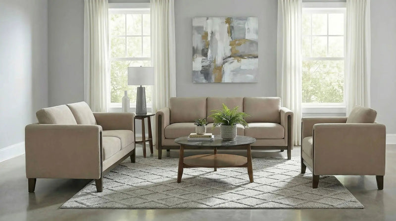 Islington 3-piece Upholstered Panel Arm Sofa Set Taupe by Unique Piece Furniture