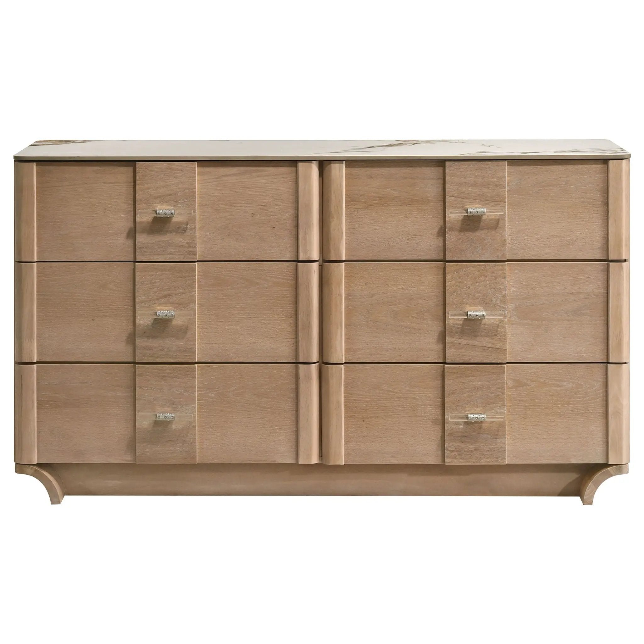 Leanne 6-drawer Sinter Stone Top Dresser Cabinet Light Oak by Unique Piece Furniture