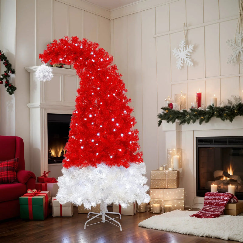 6FT Artificial Christmas Tree with LED Light, Santa's Hat Shape by HouseOfZazla