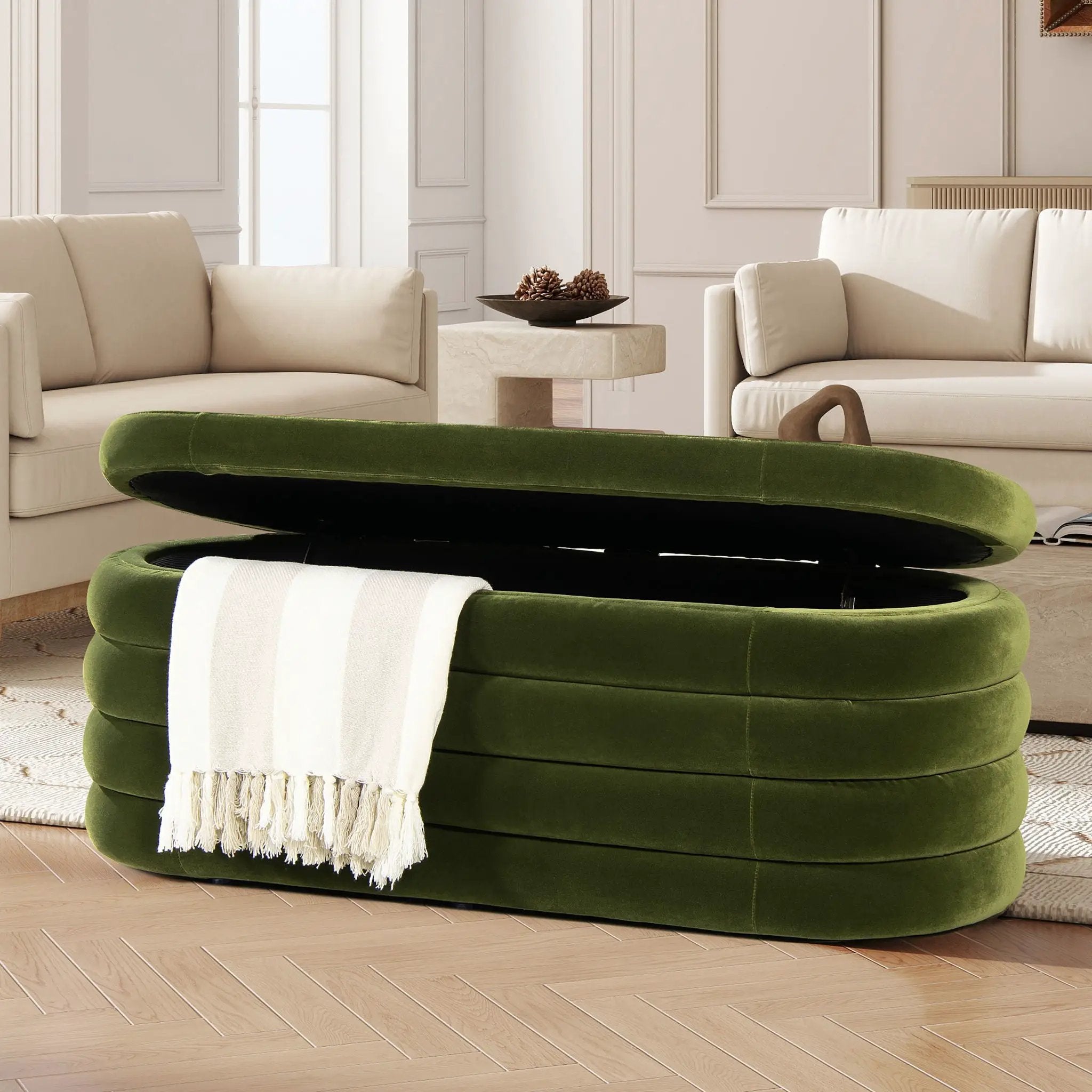 Fuji - Upholstered Oval Storage Bench by Unique Piece Furniture
