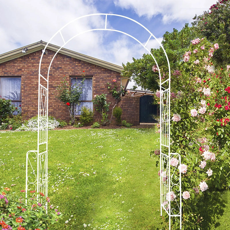 Metal Garden Arch W55'' x H94.5'' - Cream White Outdoor Arbor by HouseOfZazla