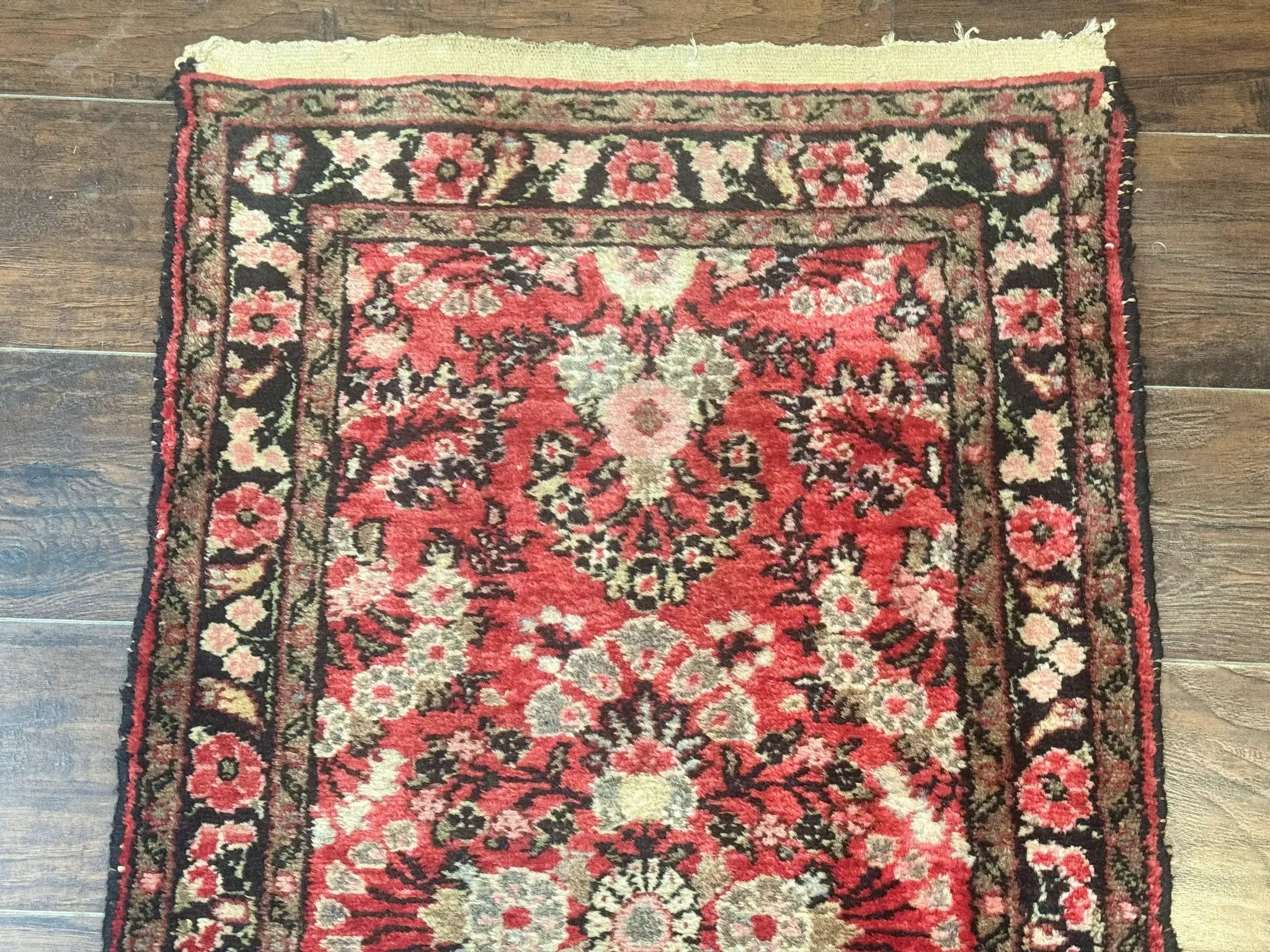 Persian Hamadan Runner Rug 2 x 13.6 – Red Floral Wool Hallway Carpet by Jewel Rugs