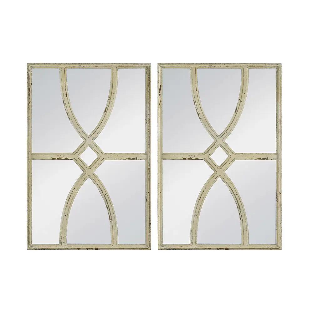 Rectangular Wooden Wall Mirror With Antique Frame, Vertical Or Horizontal Home Decor For Living Room (Set of 2) by HouseOfZazla