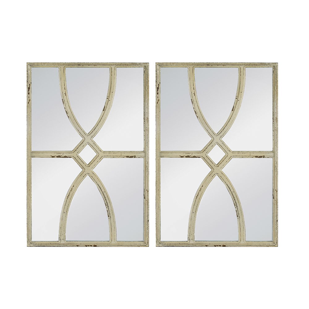 Rectangular Wooden Wall Mirror with Antique Frame, Set of 2 - Black or White, photo 4 of 15