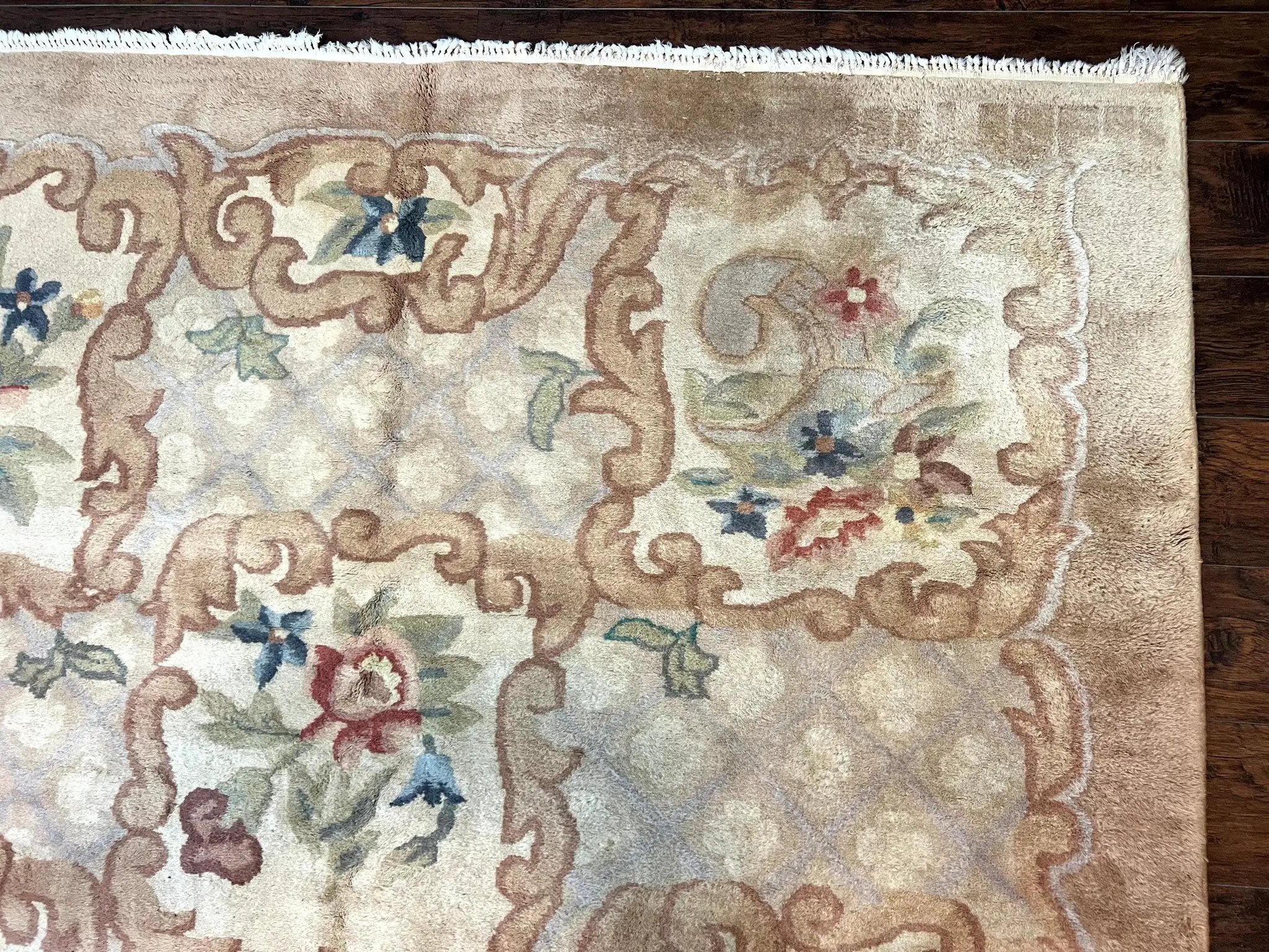 Indo Chinese Aubusson Wool Rug 11x16, Palace Sized Carpet, Oversized Handmade Vintage Rug, European Design by Jewel Rugs