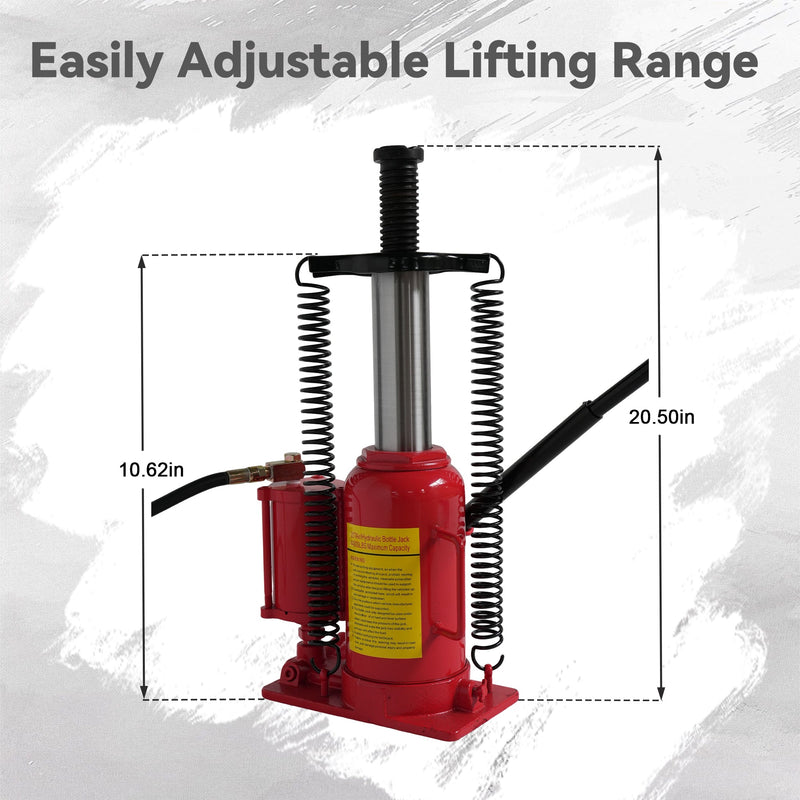 20 Ton Air Hydraulic Bottle Jack with Manual Pump - Steel, photo 2 of 6