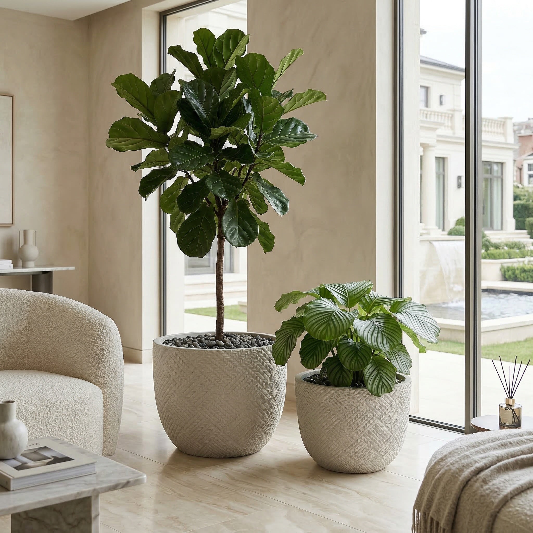 Round Concrete Planter Set of 2 by HouseOfZazla