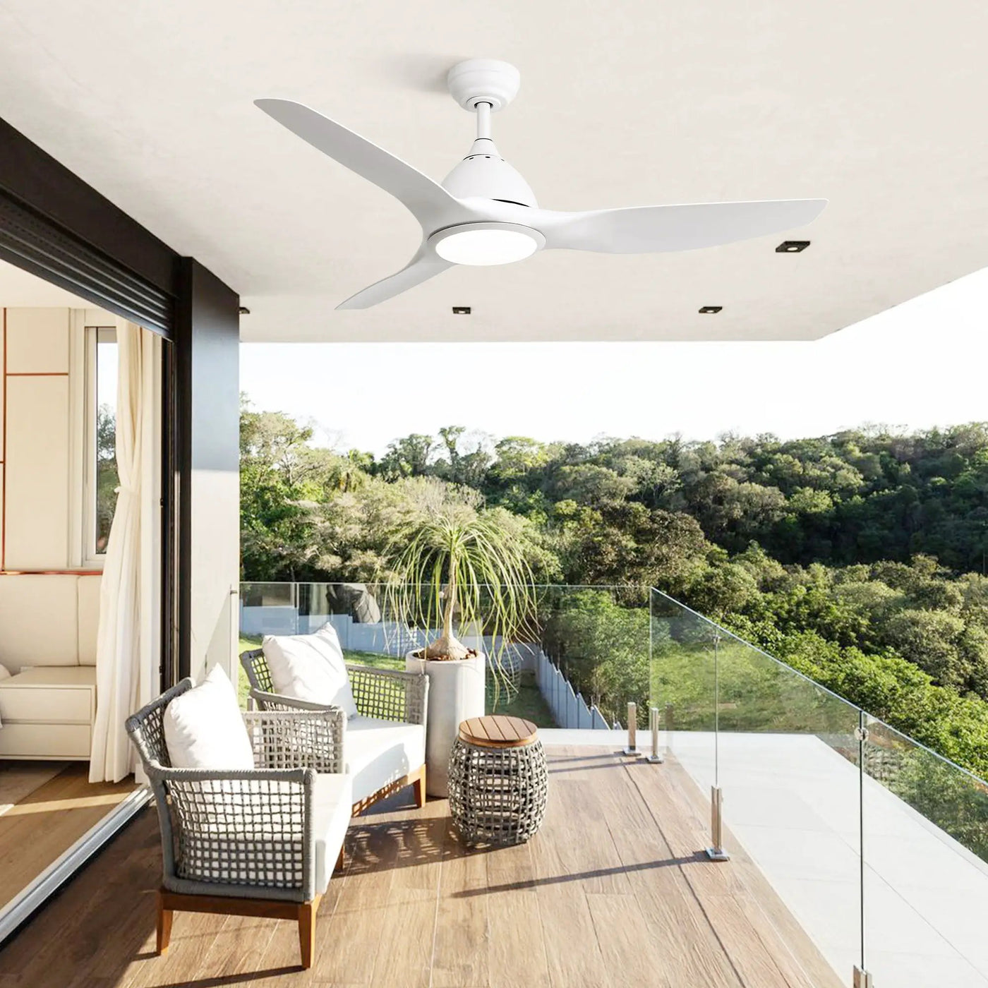Bredoom Ceiling Fan With Remote Control And LED Light, Blades, Reversible DC Motor For Indoor / Outdoor Use by Unique Piece Furniture