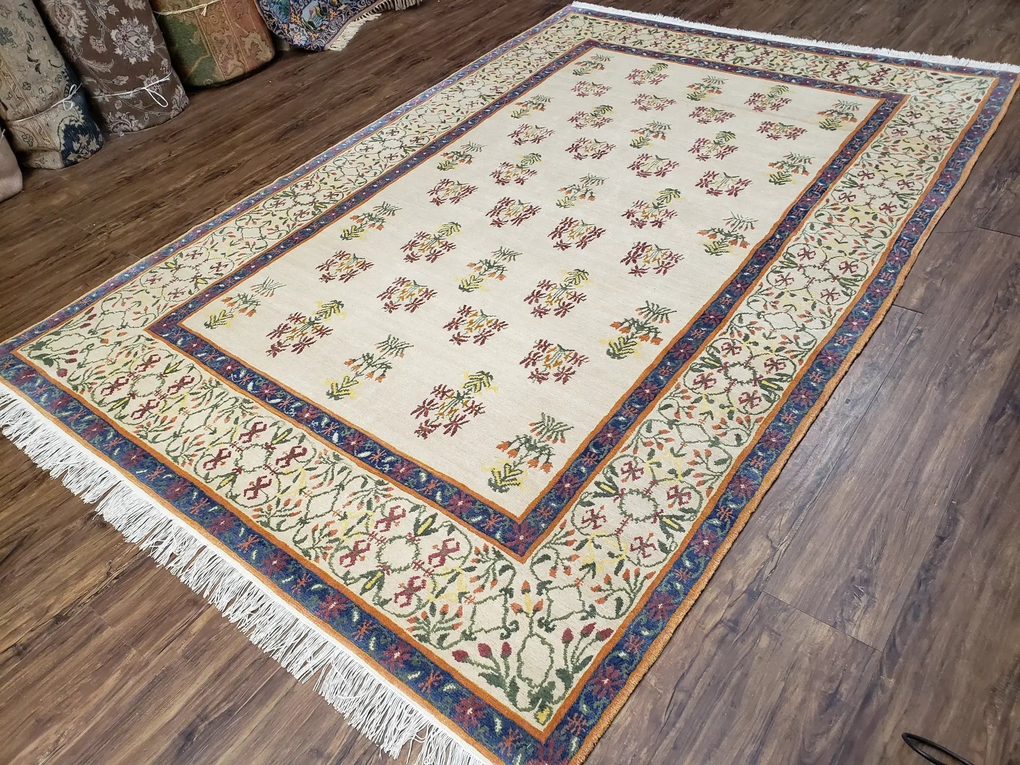 Tufenkian Rug 5.9 x 8.6, Tibetan Nepalese Rug, Hand Knotted, Soft Shiny Wool, Repeated Motifs, Contemporary Modern, Area Rug 6x9, Vintage by Jewel Rugs