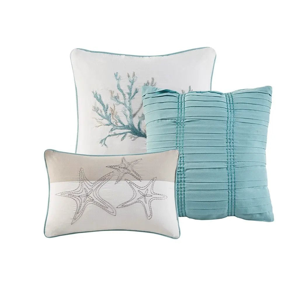 6 Piece Cotton Sateen Quilt Set with Throw Pillows Aqua King/Cal King by HouseOfZazla