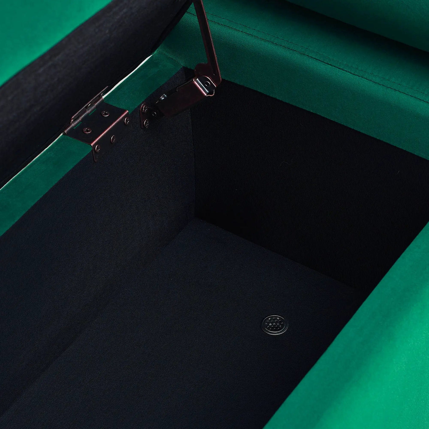 Elegant Upholstered Storage Bench With Cylindrical Arms And Iron Legs, by HouseOfZazla
