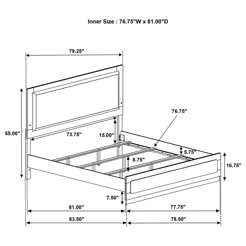 Caraway Wood Eastern King LED Panel Bed Black by Unique Piece Furniture