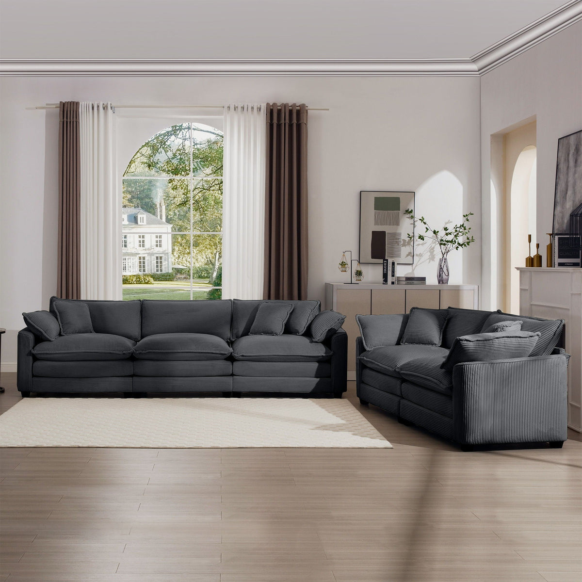Oversized Sectional Sofa Set with Deep Seats - Flexible Layout, Fabric, photo 37 of 40