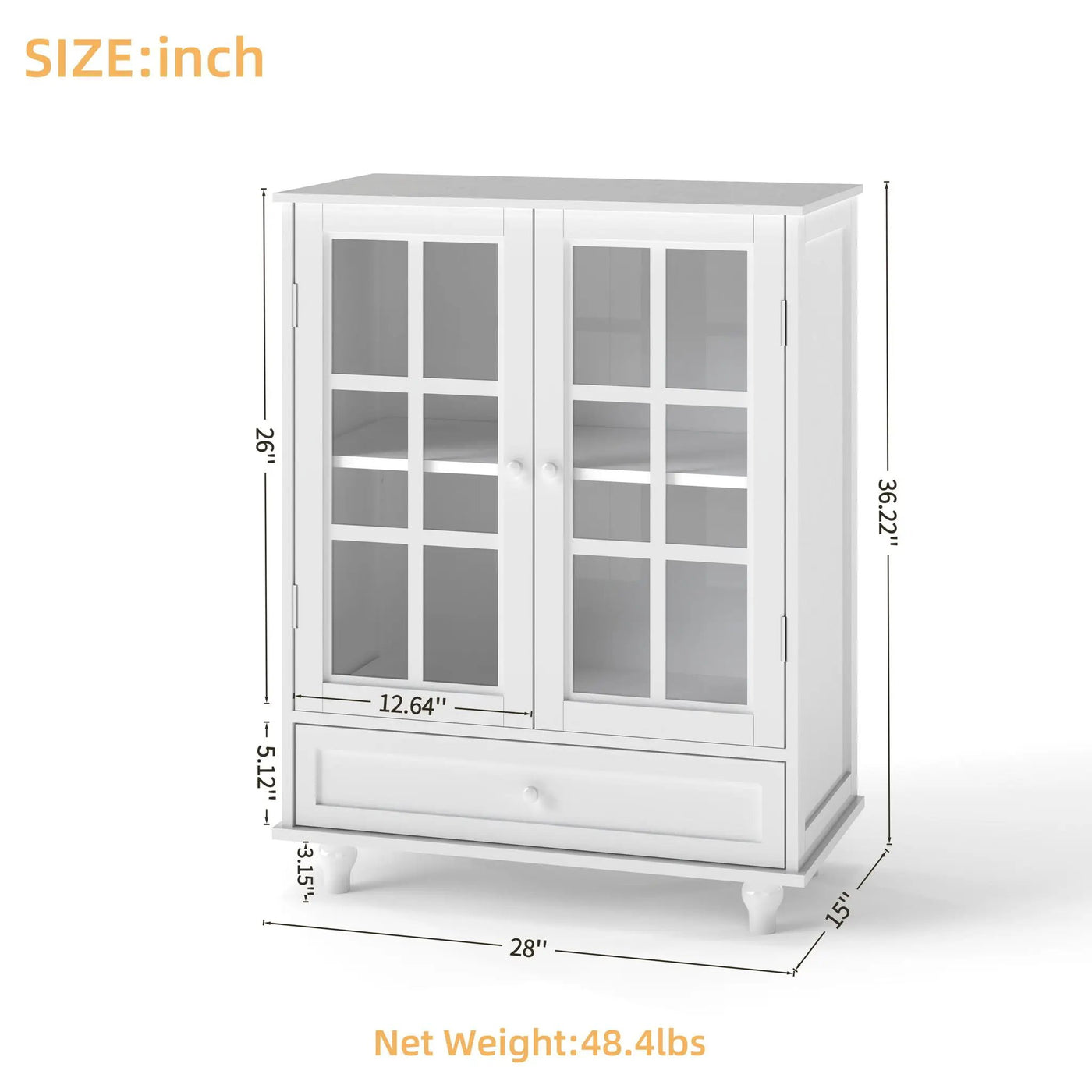 Minimalist Buffet Cabinet With Double Glass Doors And Drawer by HouseOfZazla