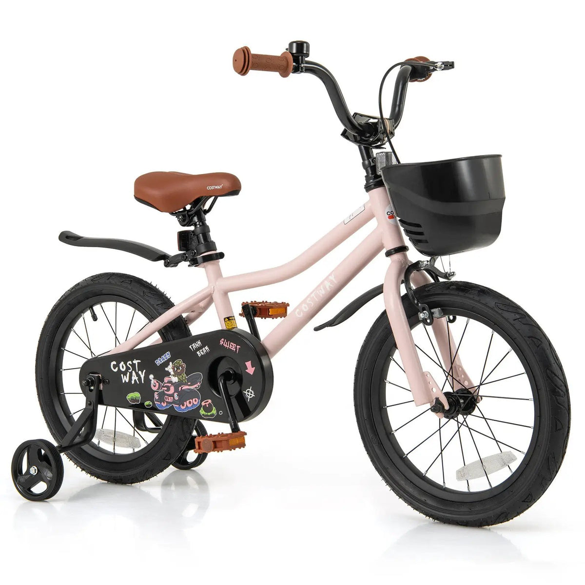 14 Inches Kids Bike with Basket and Adjustable Handlebar for 3-5 Years Old by DirectDeals