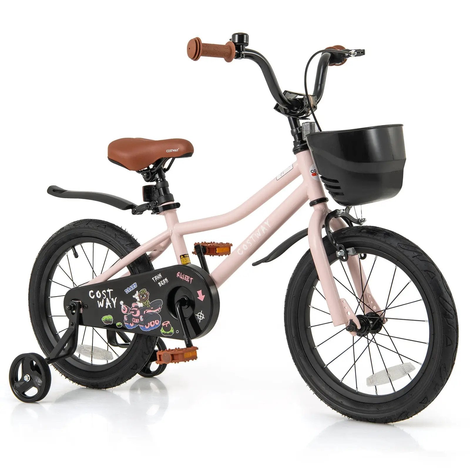 14 Inches Kids Bike with Basket and Adjustable Handlebar for 3-5 Years Old by DirectDeals