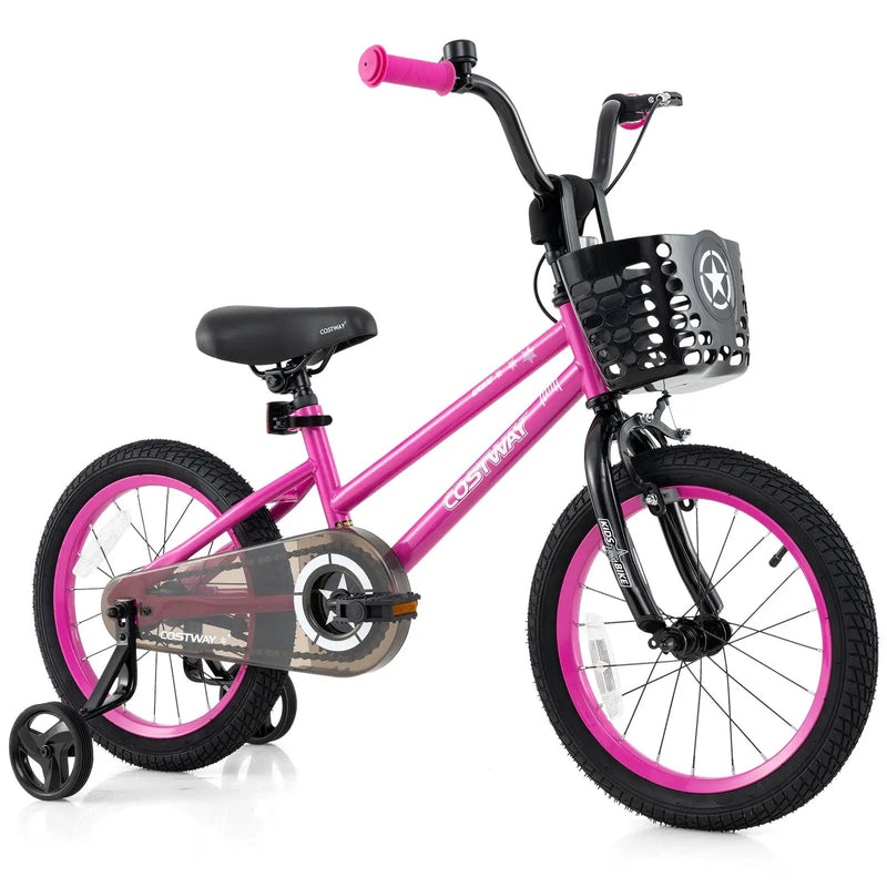 14 Inch Kids Bike Adjustable Bicycle with Front Basket for Children Aged 4-5 Years Old by DirectDeals