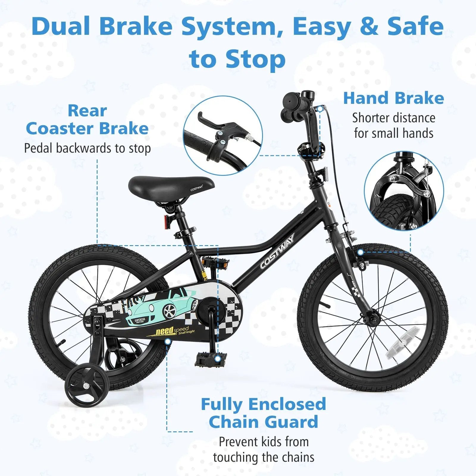 16 Inch Kids Bike Adjustable for 4-7 Years Old with Low-Step Frame by DirectDeals