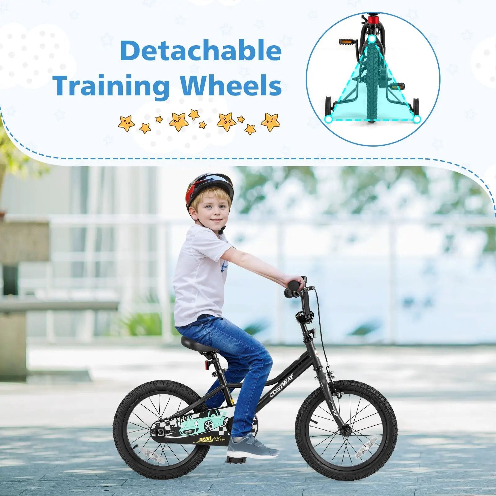 16 Inch Kids Bike Adjustable for 4-7 Years Old with Low-Step Frame by DirectDeals