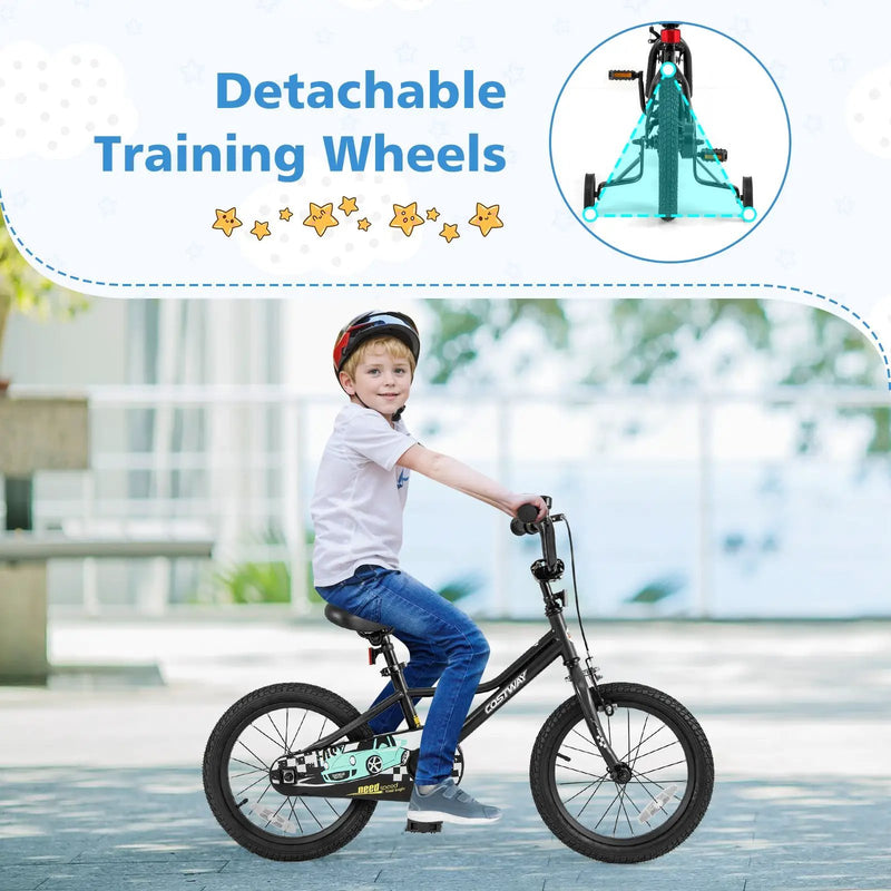 16 Inch Kids Bike Adjustable for 4-7 Years Old with Low-Step Frame by DirectDeals