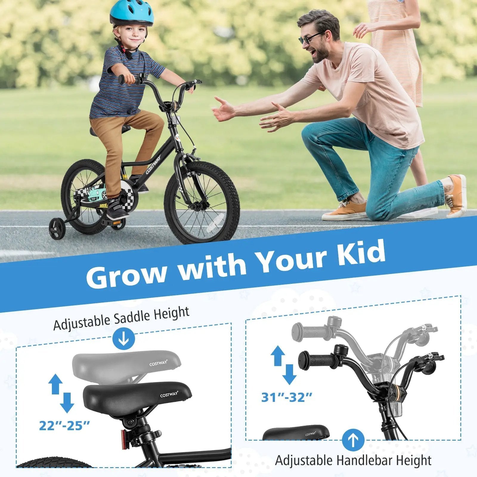 16 Inch Kids Bike Adjustable for 4-7 Years Old with Low-Step Frame by DirectDeals