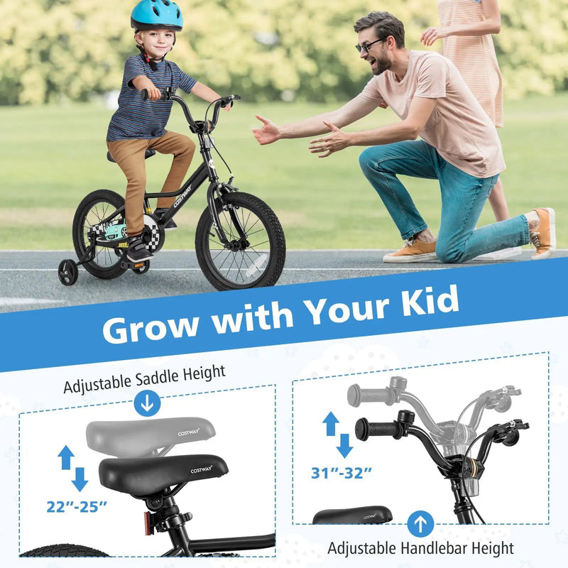 16 Inch Kids Bike Adjustable for 4-7 Years Old with Low-Step Frame by DirectDeals